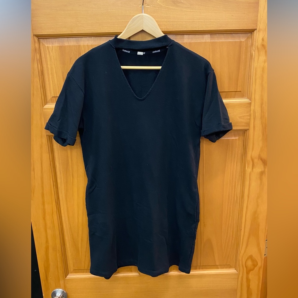 Garage choker cutout V neck women’s mini sweater dress